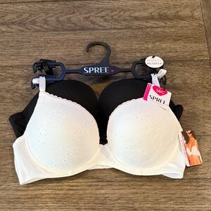 Spree Black and White Push-Up Bra Set